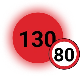 Zdjęcie przedstawiające obecną prędkość samochodu na tle ograniczenia prędkości, które jest przekroczone o ponad 50 km/h